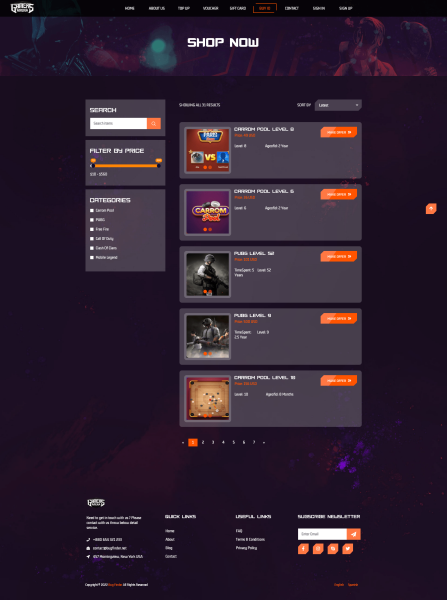 Loja Digital de Jogos, Recargas, Vouchers e contas de jogo