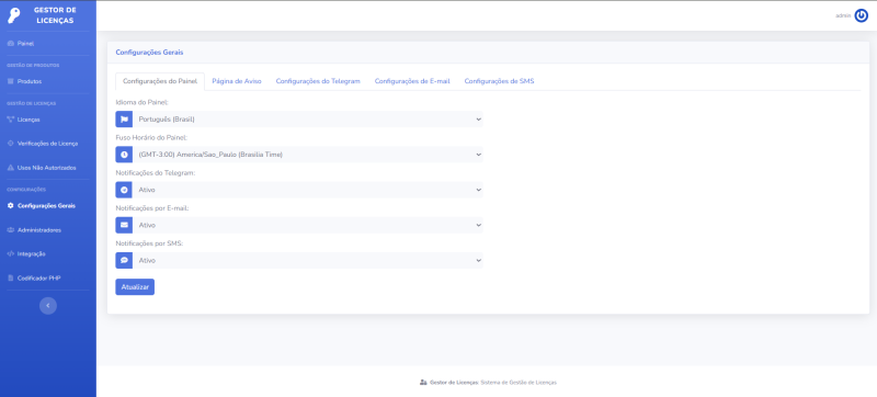 Gestor de Licenças: Sistema de Licenças