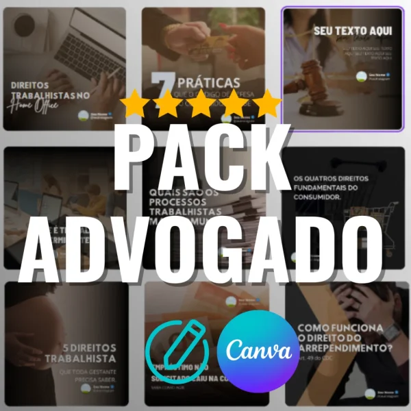 [Versão 3] Pack Canva Advogados – 25 Modelos Editáveis
