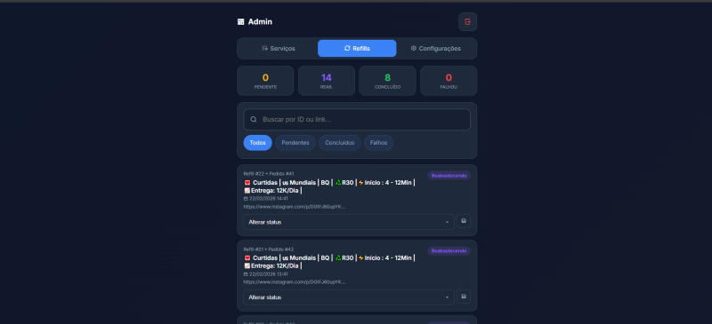Módulo de Histórico de Pedidos para painel  smm - Preview